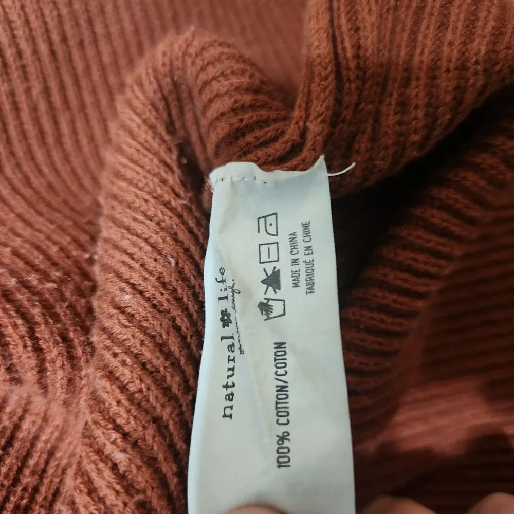 Natural Life Sweater Dress Small Medium Rust Orange Brown Ribbed Midi - Picture 11 of 13